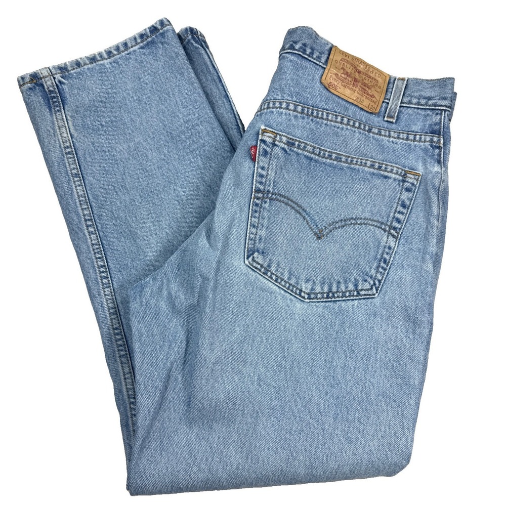 Vintage Levi's 505 Jeans Men's 38X30 Straight Leg Light Wash Denim Y2K 90's